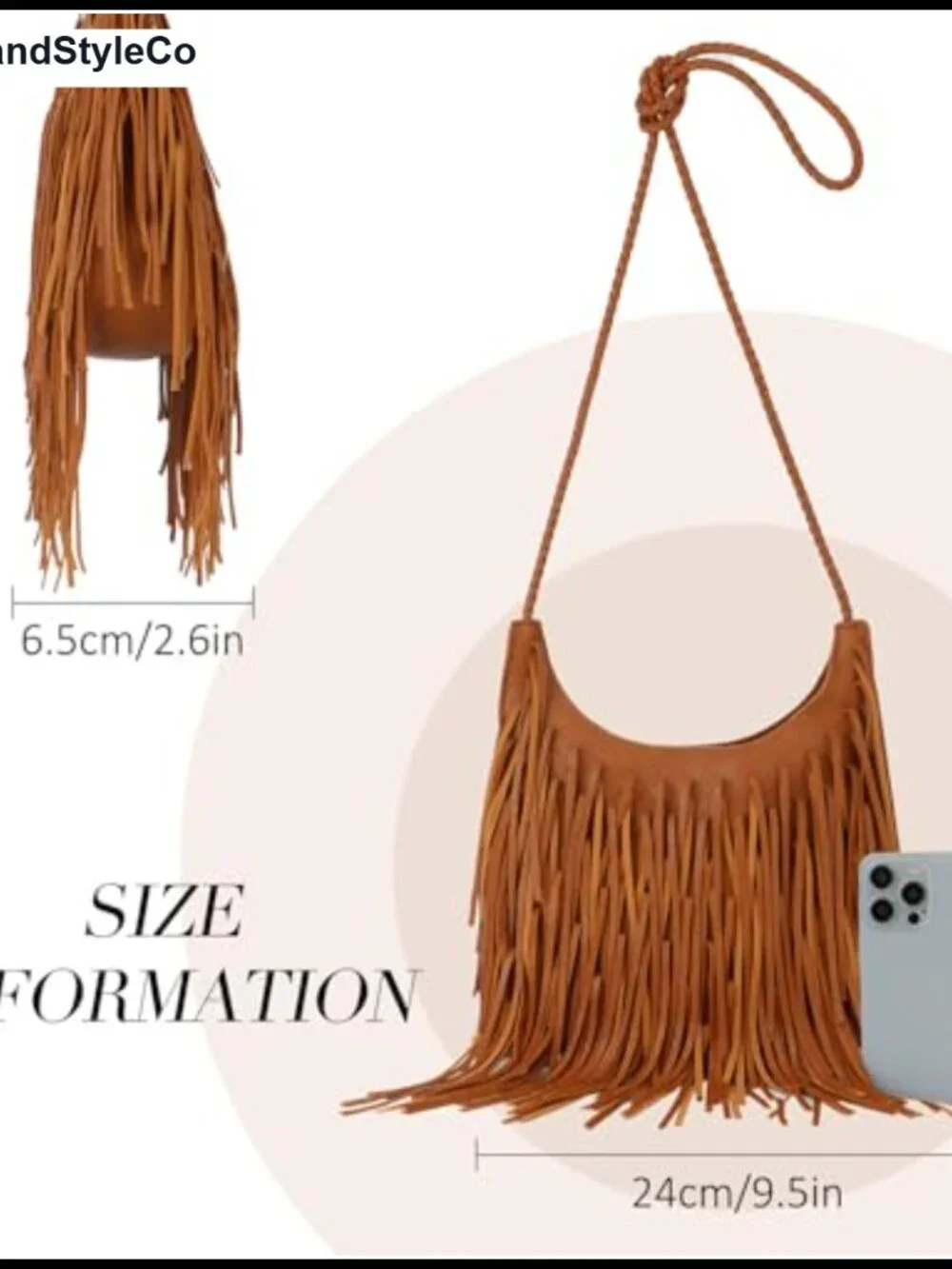 Vintage Fringe Hobo Bag Women Vegan Leather Tassel Crossbody Shoulder Bag